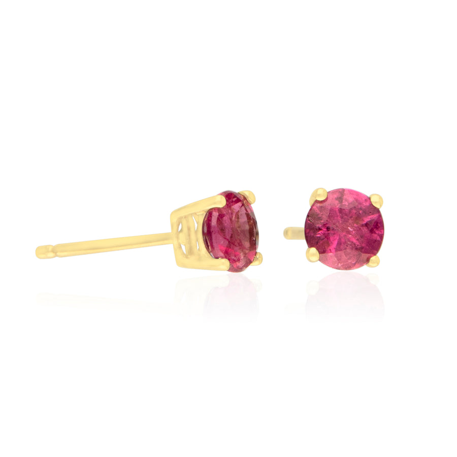 Penelope 14K Yellow Gold Round-Cut Pink Tourmaline Earring