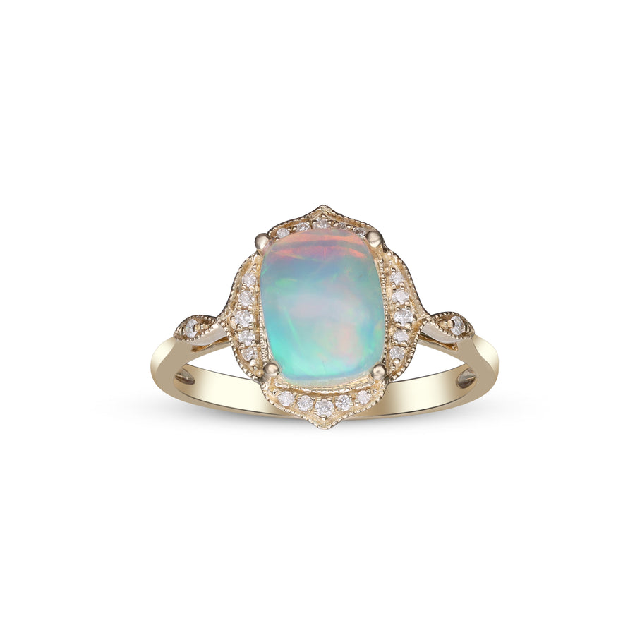 Ruth 14K Yellow Gold Cushion-Cut Natural African Opal Ring