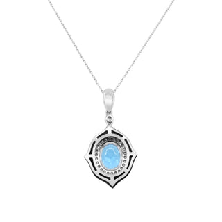 Aubrey 10K White Gold Oval-Cut Swiss Blue Topaz Pendant
