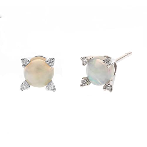 Eleanor 14K White Gold Round-Cut Opal Earring