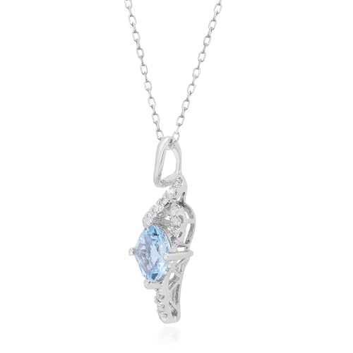 Cielo 14K White Gold Cushion-Cut Brazilian Aquamarine Pendant