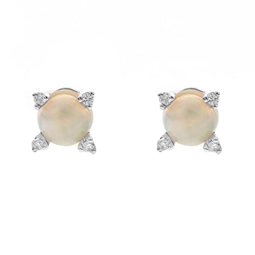 Eleanor 14K White Gold Round-Cut Opal Earring