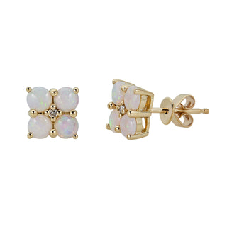 Aurora 14K Yellow Gold Round-Cut Australian Opal Earrings