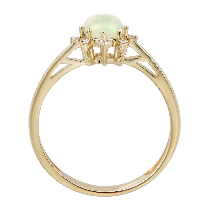 Adeline 10K Yellow Gold Round-Cut Natural African Opal Ring