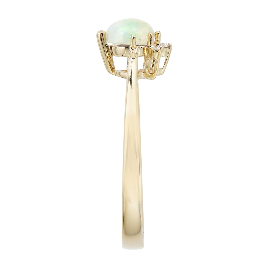 Adeline 10K Yellow Gold Round-Cut Natural African Opal Ring