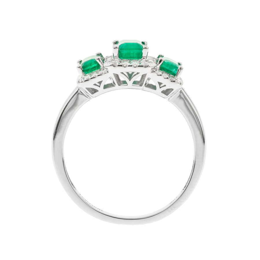 Evangeline 10K White Gold Emerald-Cut Zambian Emerald Ring