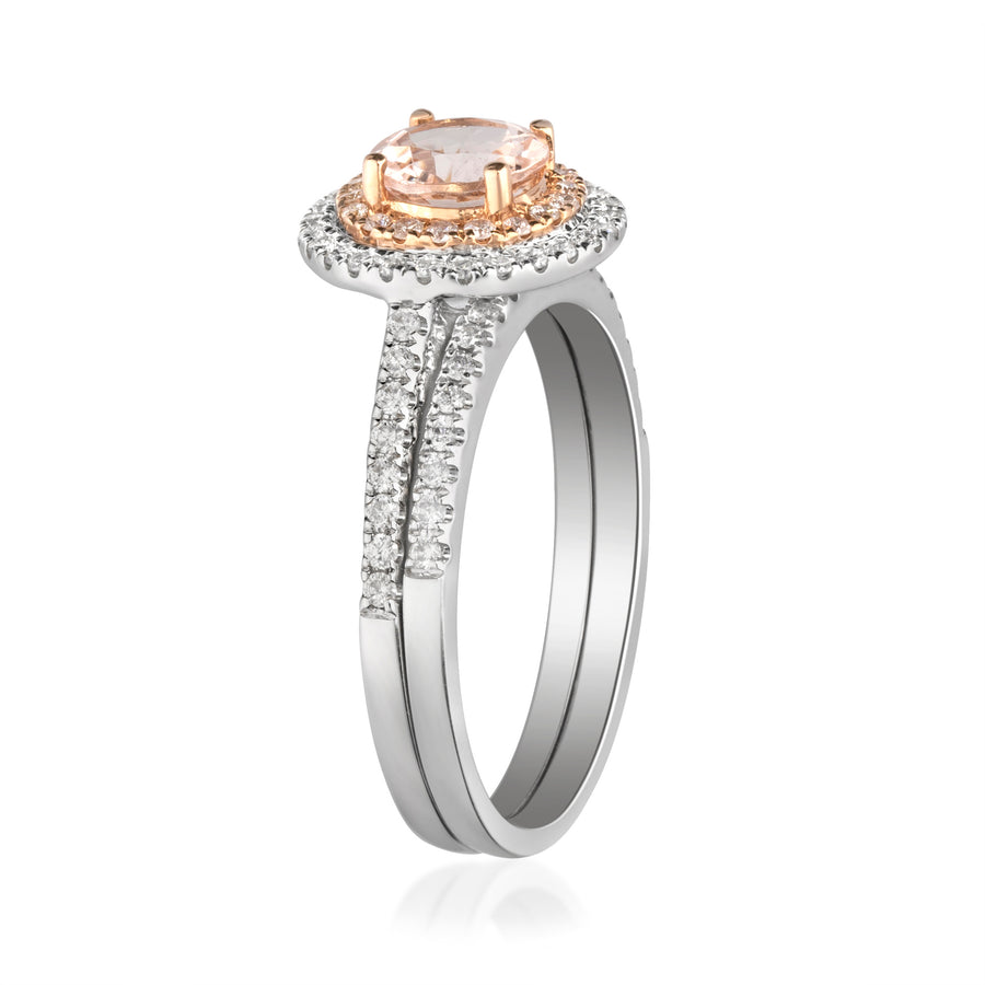 Flora 14K Two Tone Gold Round-Cut Madagascar Morganite Ring.