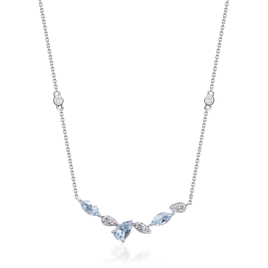 Willow 14K White Gold Pear-Cut Aquamarine Necklaces