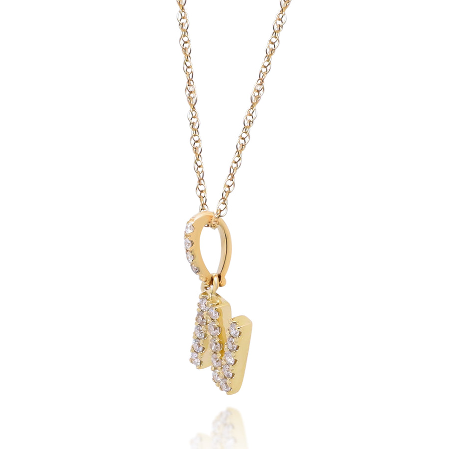 N Paisley 10K Yellow Gold Round-Cut White Diamond Pendant