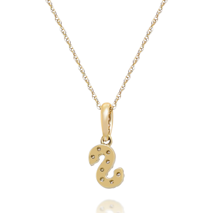 S Paisley 10K Yellow Gold Round-Cut White Diamond Pendant