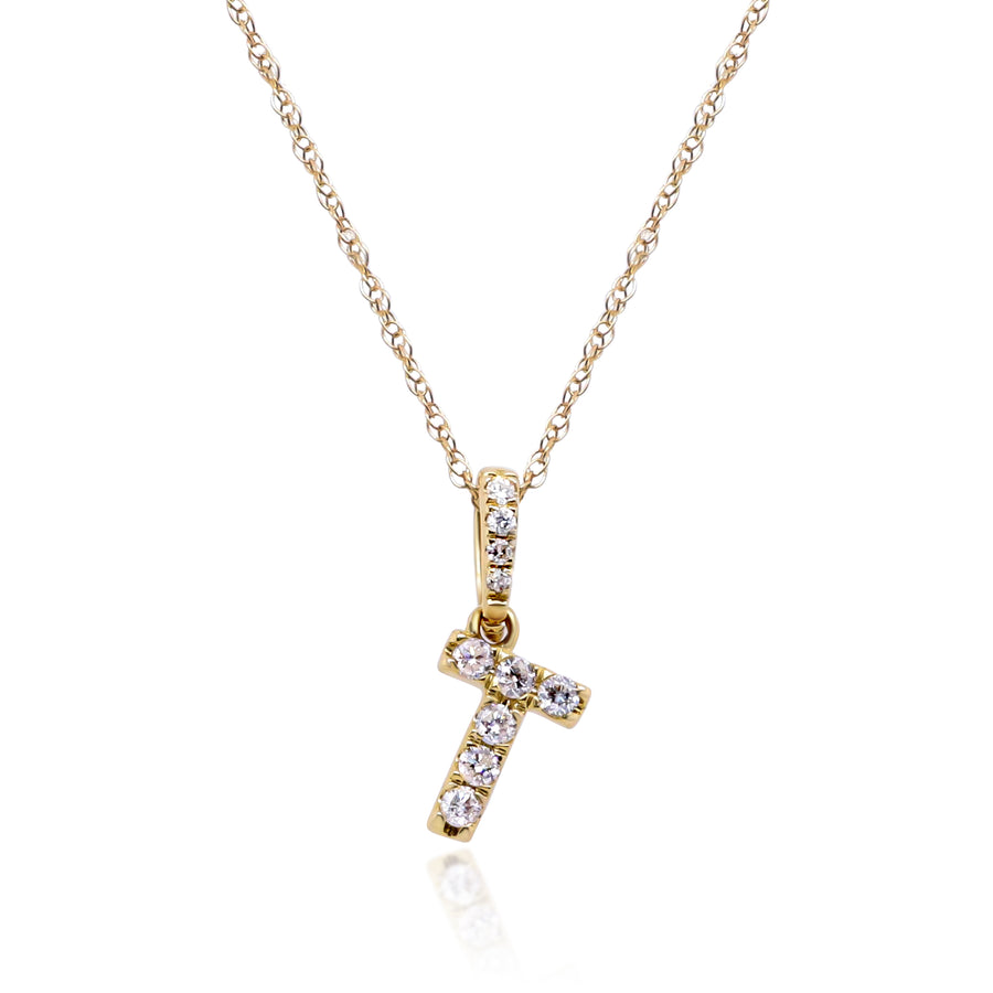 T Paisley 10K Yellow Gold Round-Cut White Diamond Pendant