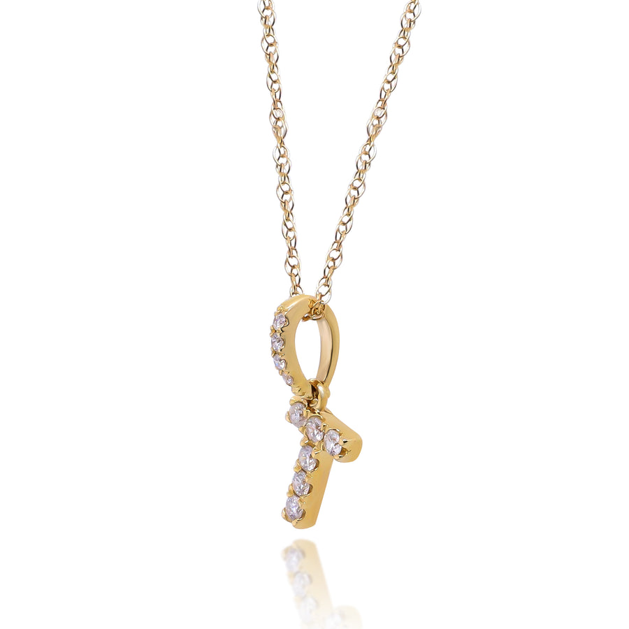 T Paisley 10K Yellow Gold Round-Cut White Diamond Pendant