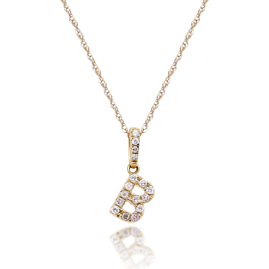 B Paisley 10K Yellow Gold Round-Cut White Diamond Pendant