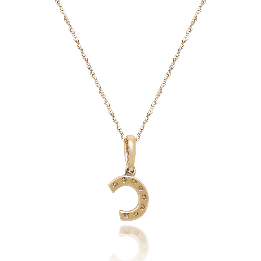 C Paisley 10K Yellow Gold Round-Cut White Diamond Pendant