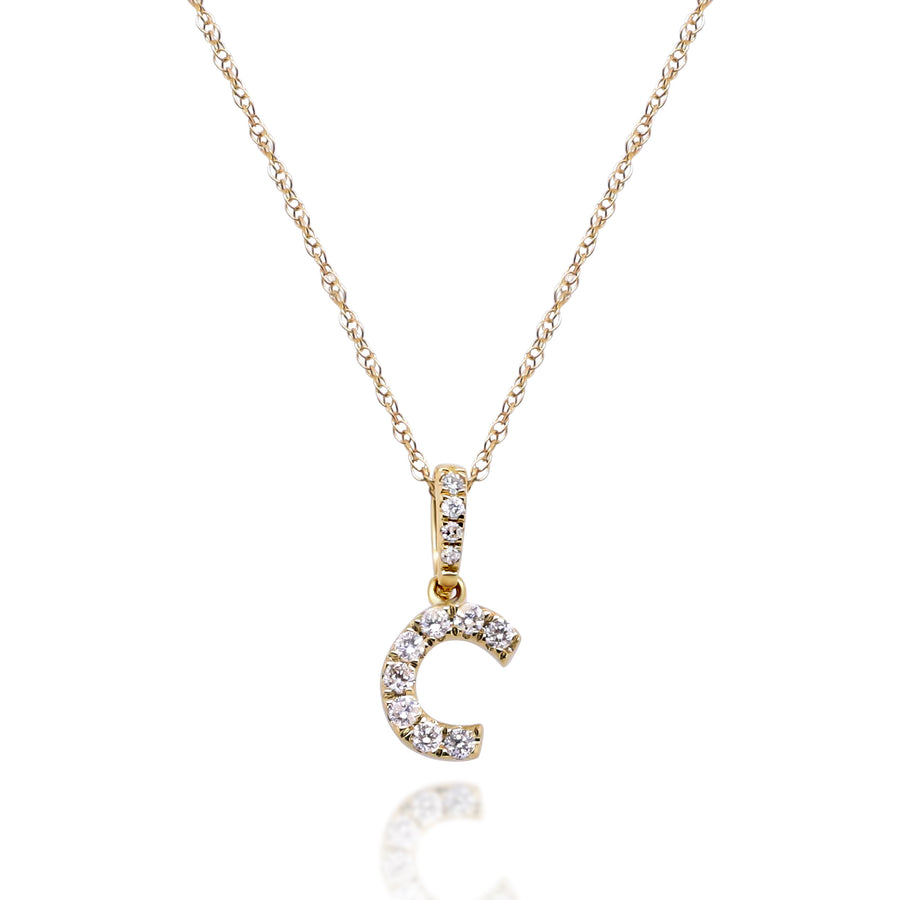 C Paisley 10K Yellow Gold Round-Cut White Diamond Pendant