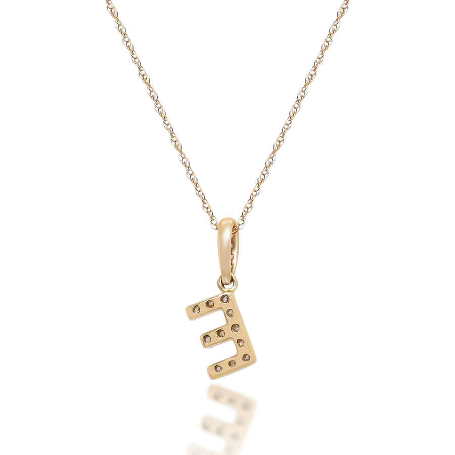 E Paisley 10K Yellow Gold Round-Cut White Diamond Pendant