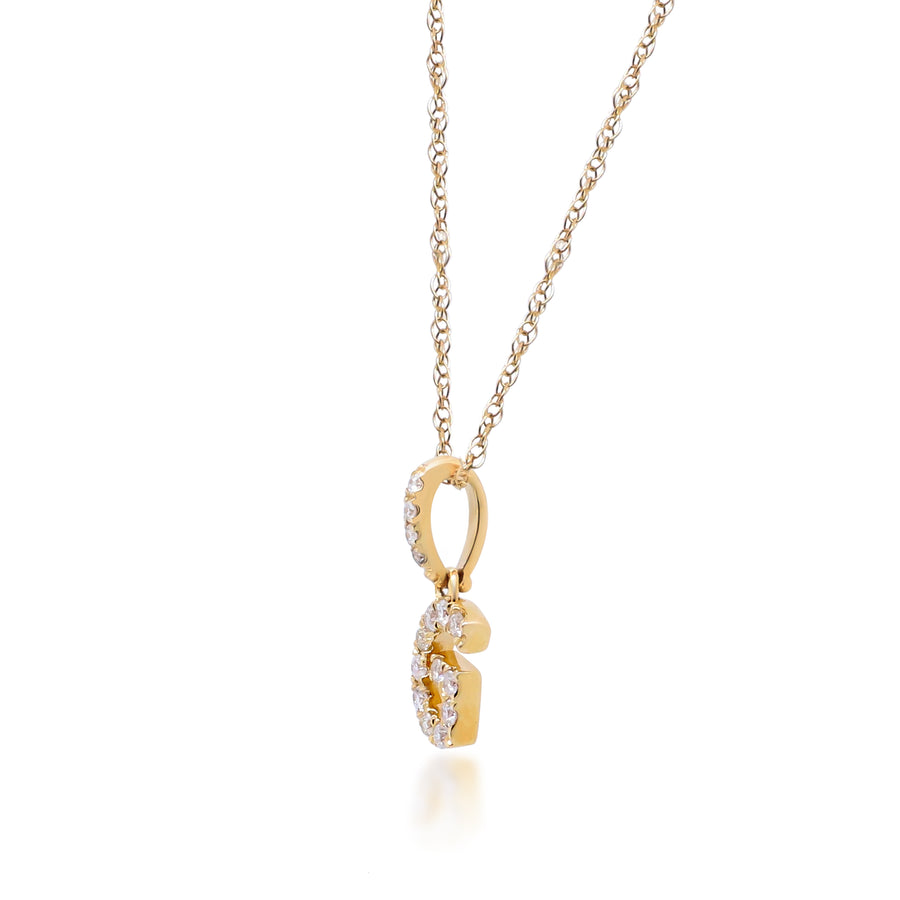 G Paisley 10K Yellow Gold Round-Cut White Diamond Pendant