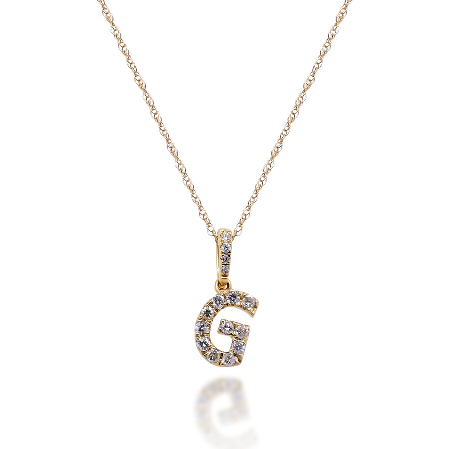 G Paisley 10K Yellow Gold Round-Cut White Diamond Pendant