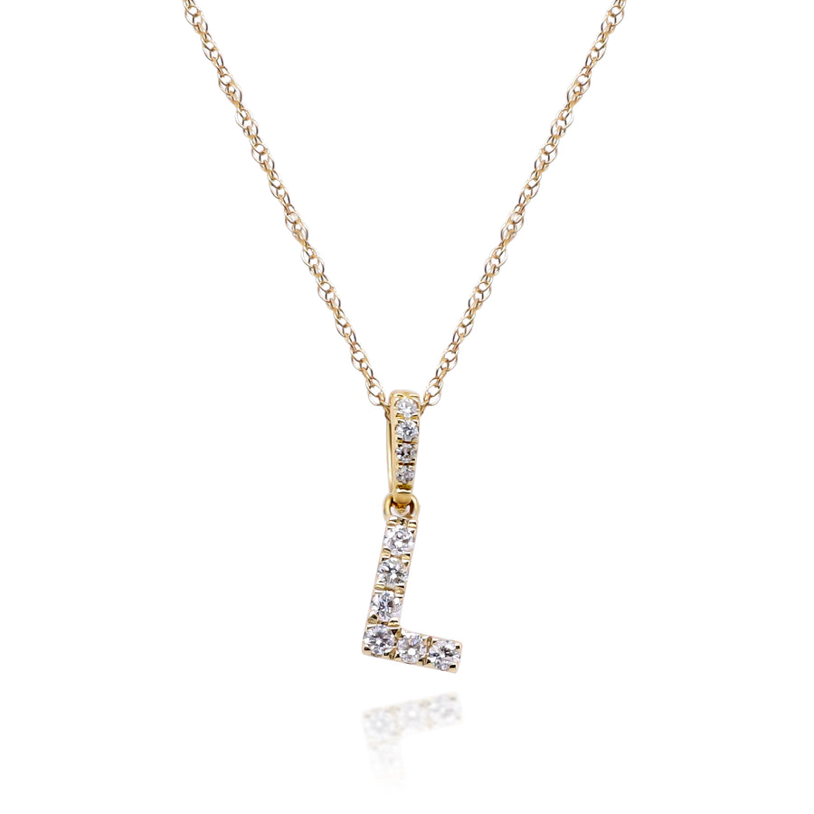 L Paisley 10K Yellow Gold Round-Cut White Diamond Pendant