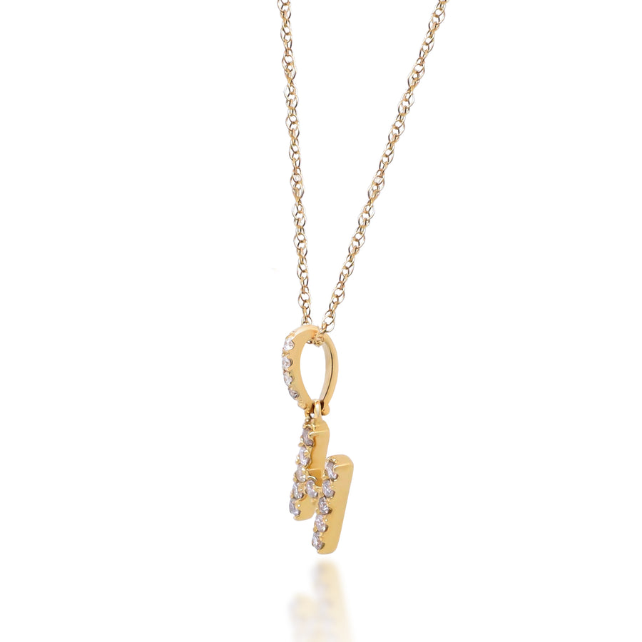 H Paisley 10K Yellow Gold Round-Cut White Diamond Pendant