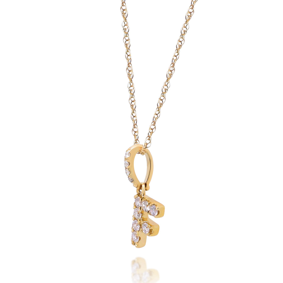 F Paisley 10K Yellow Gold Round-Cut White Diamond Pendant