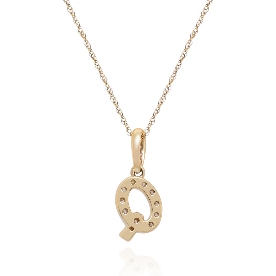 Q Paisley 10K Yellow Gold Round-Cut White Diamond Pendant