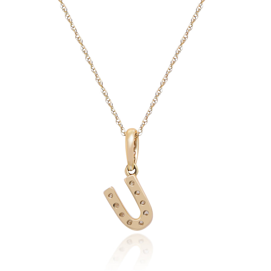 U Paisley 10K Yellow Gold Round-Cut White Diamond Pendant