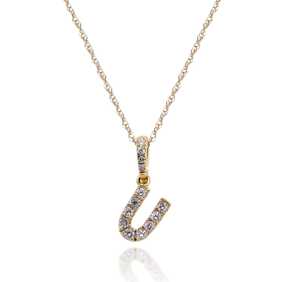 U Paisley 10K Yellow Gold Round-Cut White Diamond Pendant