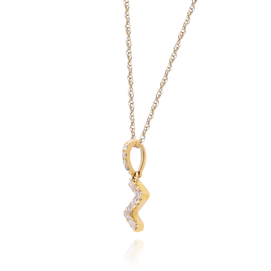 Z Paisley 10K Yellow Gold Round-Cut White Diamond Pendant