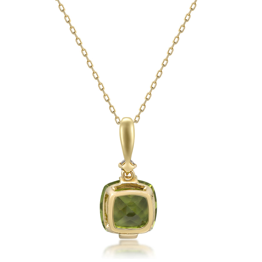 Penelope 10K Yellow Gold Cushion-Cut Manchurian Peridot Pendant