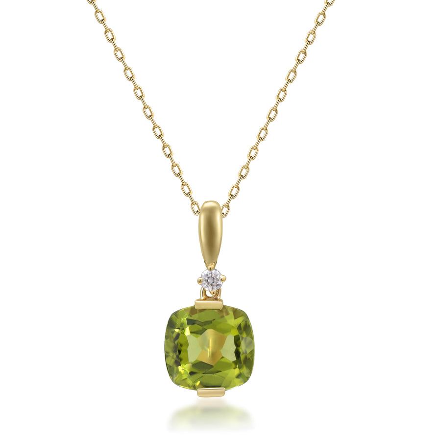 Penelope 10K Yellow Gold Cushion-Cut Manchurian Peridot Pendant