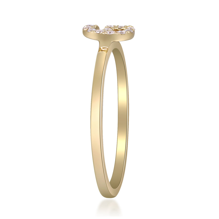 G Initial 14K Yellow Gold Round-Cut White Diamond Ring