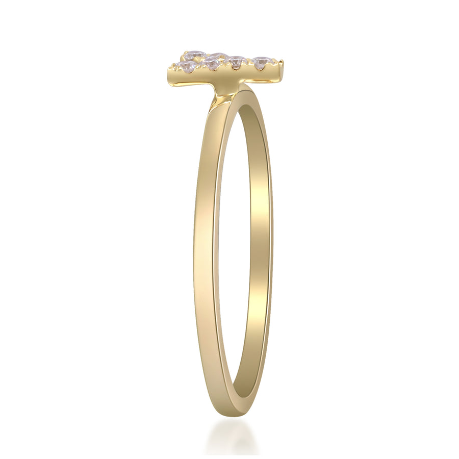 Y Initial 14K Yellow Gold Round-Cut White Diamond Ring