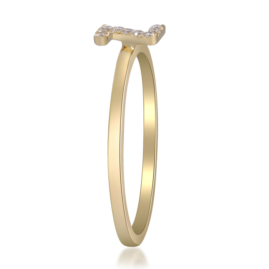 Z Initial 14K Yellow Gold Round-Cut White Diamond Ring