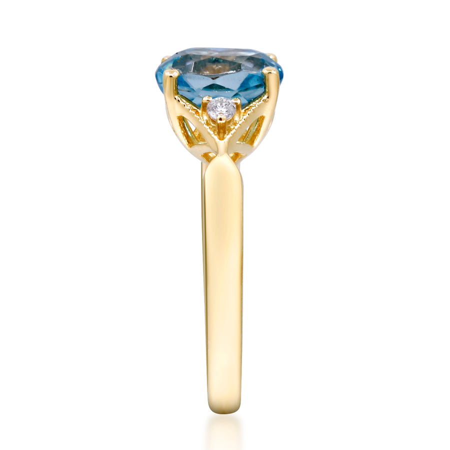 Madison 10K Yellow Gold Cushion-Cut London Blue Topaz Ring