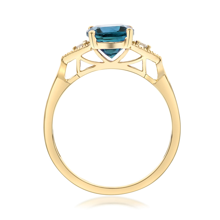 Madison 10K Yellow Gold Cushion-Cut London Blue Topaz Ring