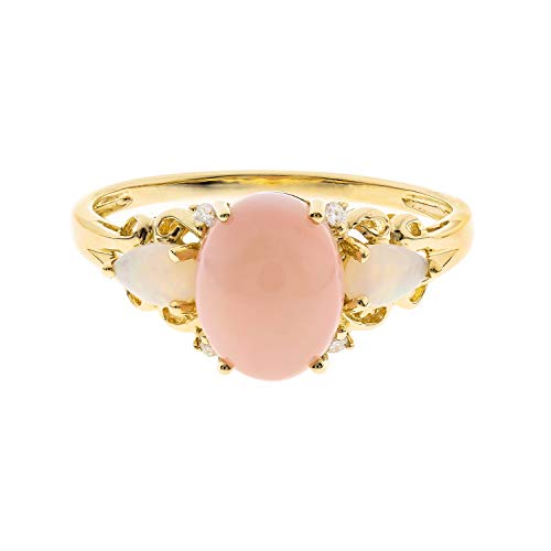 Faith 10K Yellow Gold Oval-Cut Peruvian Pink Opal Ring