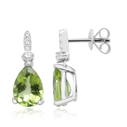 Madelyn 10K White Gold Pear-Cut Manchurian Peridot Earrings