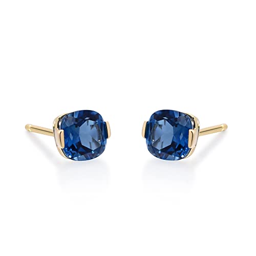 Emma 10K Yellow Gold Cushion-Cut Brazilian London Blue Topaz Earrings