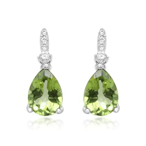 Madelyn 10K White Gold Pear-Cut Manchurian Peridot Earrings