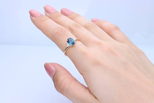 Hannah 10K Yellow Gold Oval-Cut London Blue Topaz Ring