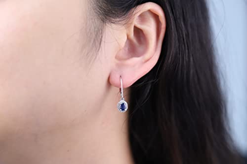 Eliana 10K White Gold Oval-Cut Ceylon Blue Sapphire Earrings