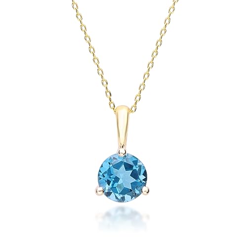 Alejandra 10K Yellow Gold Round-Cut Brazilian London Blue Topaz Pendant