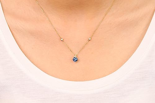 Norah 10K Yellow Gold Cushion-Cut Brazilian London Blue Topaz Pendant