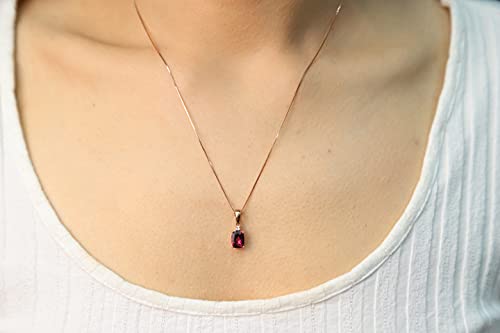 Adelina 10K Rose Gold Cushion-Cut Madagascar Rhodolite Pendant