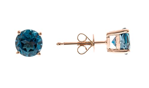 Norah 10K Rose Gold Round-Cut Brazilian London Blue Topaz Earrings