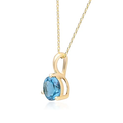 Alejandra 10K Yellow Gold Round-Cut Brazilian London Blue Topaz Pendant