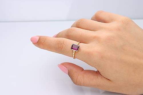 Ainoi 14K Yellow Gold Emerald-Cut Madagascar Rhodolite Ring