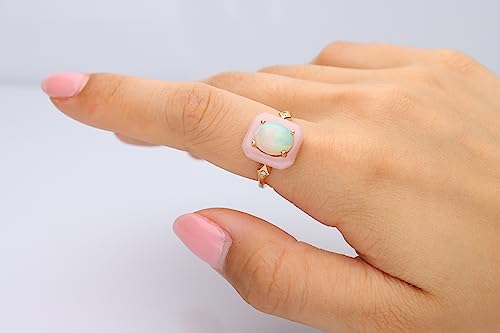 Adeline 14K Yellow Gold Oval-Cut Natural Pink Opal and Ethiopian Opal Ring