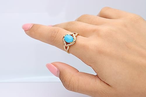 Violet 14K Yellow Gold Round-Cut Arizona Turquoise Ring